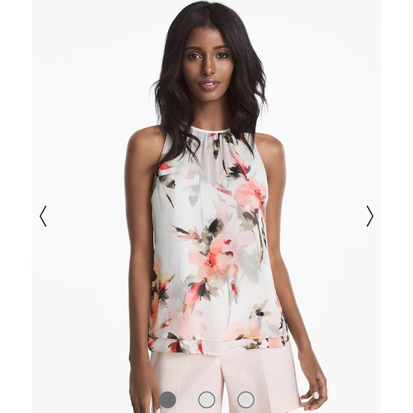 White House Black Market Tops - WHBM Floral Shell